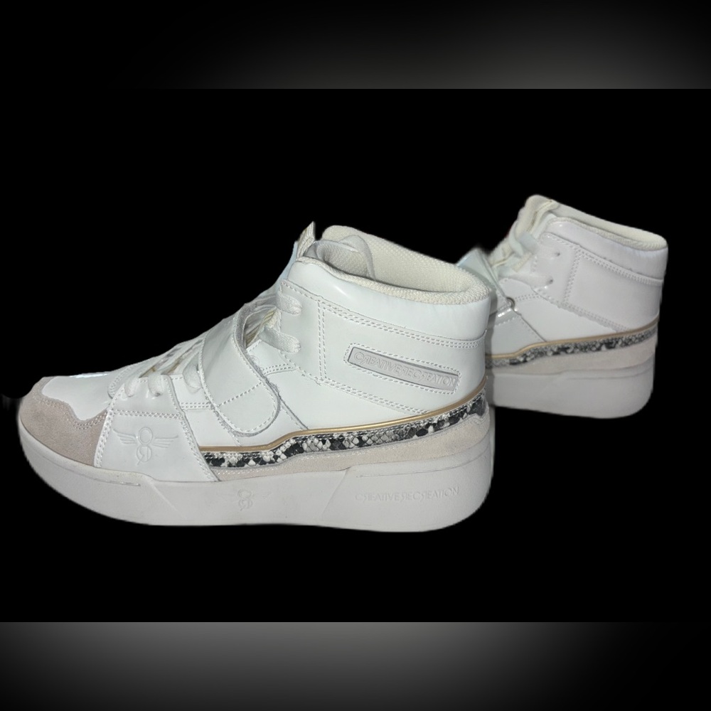 Creative Recreation White with Gray Suede & Snakeskin trim High-Top Sneakers 8